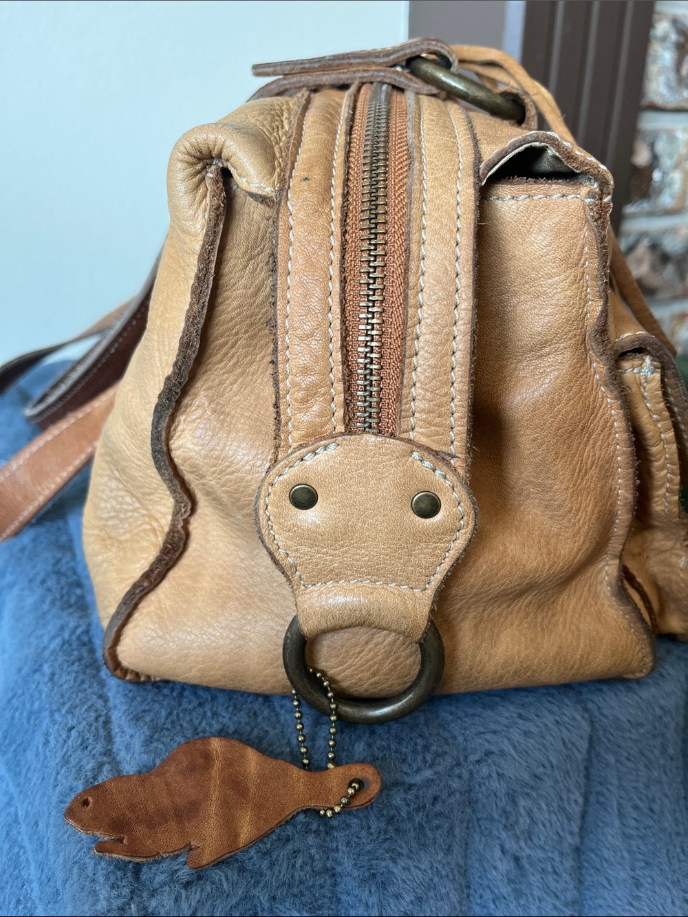 Roots Tan Leather Satchel Bag - Picture 3 of 14
